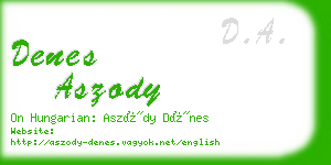 denes aszody business card